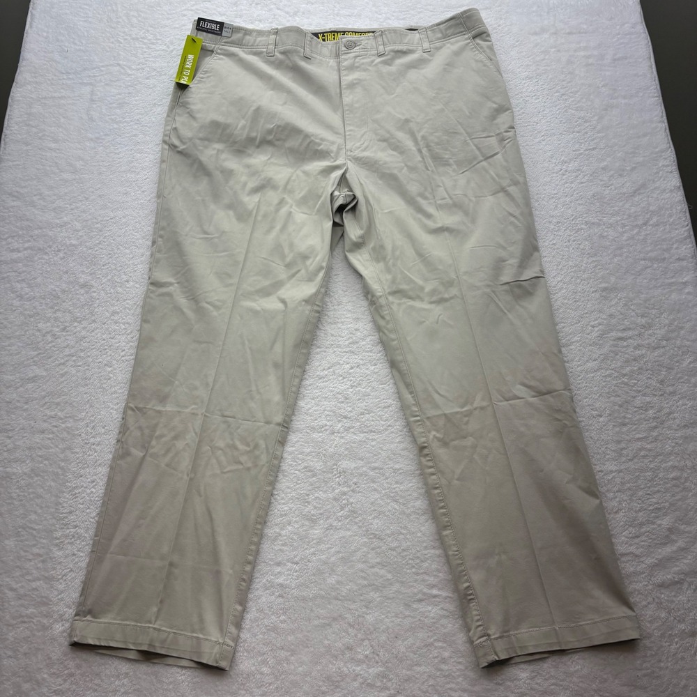 Lee Extreme Comfort Straight Fit Pants Mens 48x32 Stone Khaki Chinos Big & Tall